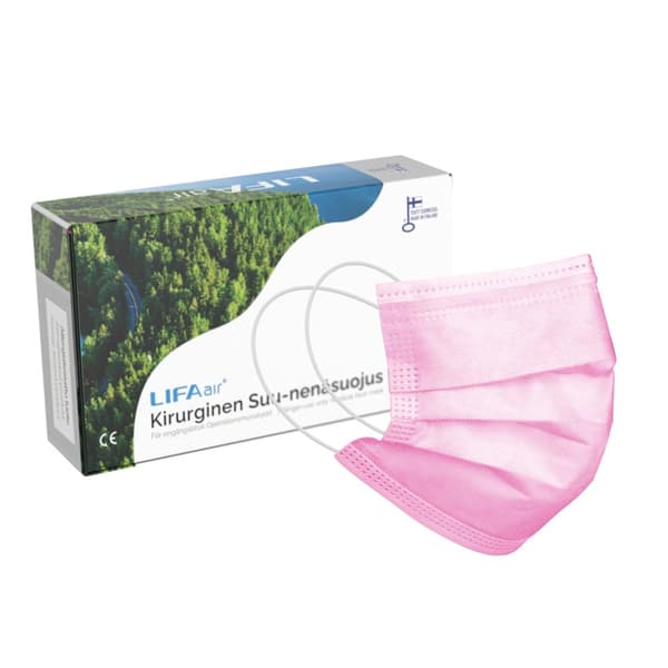 Lifa Air kirurginen suu-nenäsuojus Type IIR 20 kpl paketti Vaaleanpunainen/Valkoinen