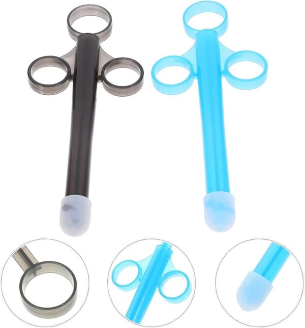 2PCS Lubricants Tube Shooter med slät rundad lock, enkel användning och rengöring, återanvändbar för män, kvinnor och par [blå & svart]