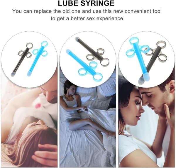 2PCS Lubricants Tube Shooter med slät rundad lock, enkel användning och rengöring, återanvändbar för män, kvinnor och par [blå & svart]