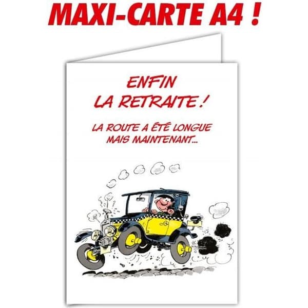 Afie Glmx-2030 Large Gaston Lagaffe pensionskort - Maxi Giant A4-storlek med kuvert - Bil - 3700676605413