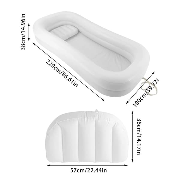 Oppustelig badekar, 220*100*38 cm, PVC-materiale, elektrisk luftpumpe inkluderet,HVID