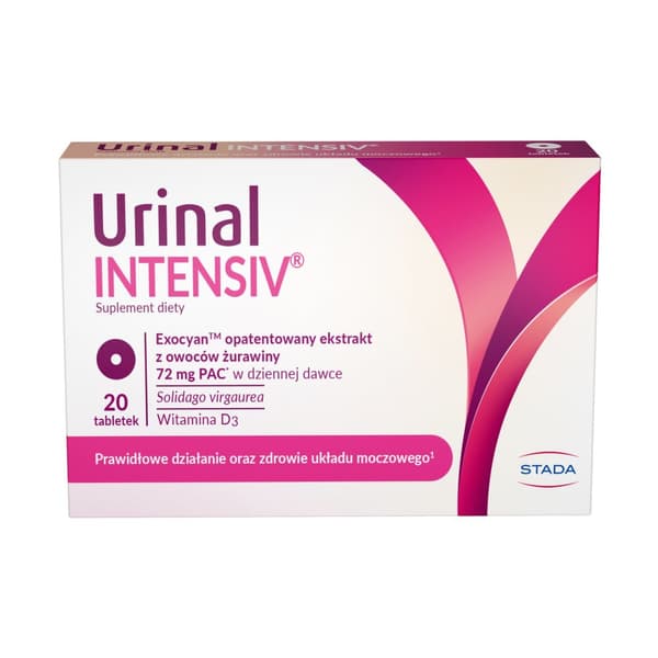 Urinal Intensiv støtter urinvejene 20 tabletter.
