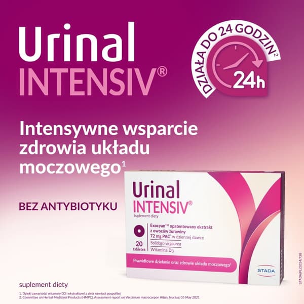 Urinal Intensiv støtter urinvejene 20 tabletter.