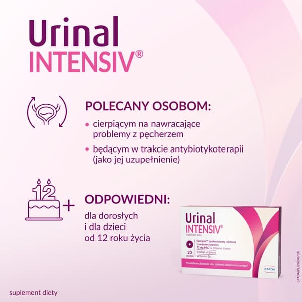 Urinal Intensiv støtter urinvejene 20 tabletter.