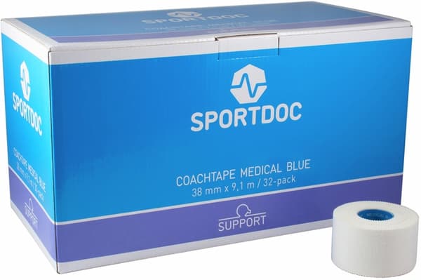 coachtejp oelastisk, sporttejp oelastisk, SPORTDOC MEDICAL BLUE 38 mm x 9.1 m