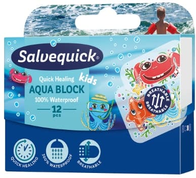 Salvequick Aqua Block vandtætte plastre til børn x12