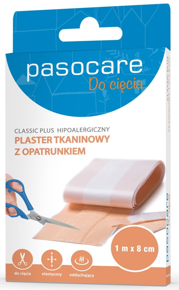PASOCARE Tygplåster med förband Paso-Trading 1 mx 8 cm