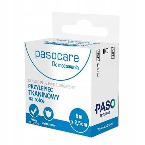 PASOCARE Classic Roll tygplåster på rulle 5 mx 2,5 cm