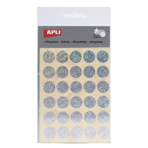 Runda gommettes Ø 20 mm Holografisk Silver x 90