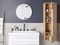 Miniatyrbild 4 av 7: Badrumsskåp Ljust trä Silver MDF 132 x 40 cm med 4 Hyllor Väggskåp Minimalistisk Modern Design Badrumsmöbler