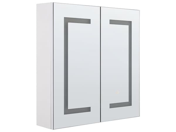 Badrumsspegel Byrå med LED Vit 60 x 60 cm Modern