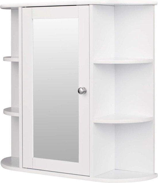 Badrumsskåp - Vitt badrumsskåp - med spegel - Hängande väggskåp med MDF -skåp förvaringsplank - för badrumsmöbler