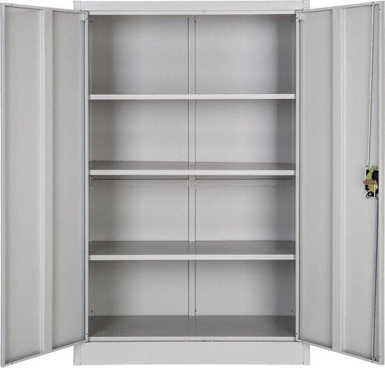 Stålarkivskåp med låsgrå - Skåp - förvaringsskåp - Kontorsskåp - Dossier skåp - Arkiv - 4 fack - 140 cm höjd - stål