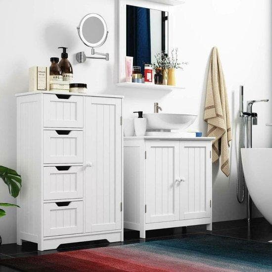 Homesse Badrumsskåp - Badrumsmöbler - Badrumstillbehör - Washcasin Base Cabinet - Load Cabinet - White