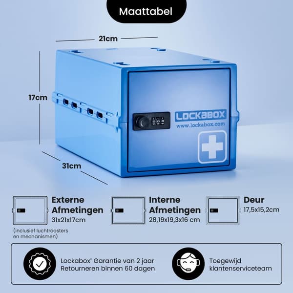 Lockabox One™ Låsbar Medicinskab - Opbevaringsboks med Talelås - Blå