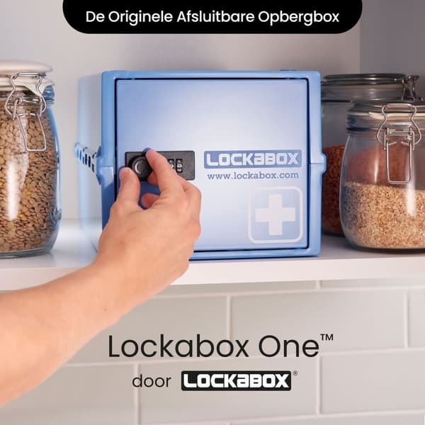 Lockabox One™ Låsbar Medicinskab - Opbevaringsboks med Talelås - Blå