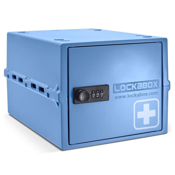 Lockabox One™ Låsbar Medicinskab - Opbevaringsboks med Talelås - Blå
