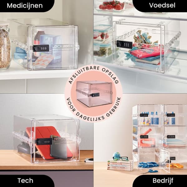 Lockabox One™ Låselås Medicinskab - Opbevaringsboks med Tallås - Kristal