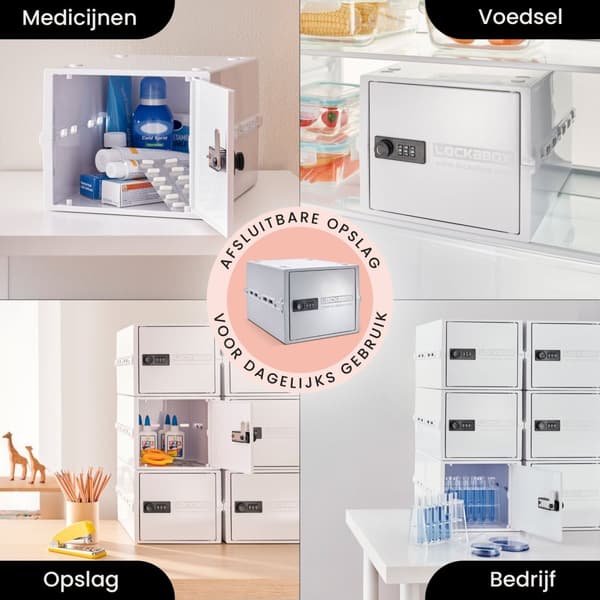Lockabox One™ Suljettava lääkekaappi – Säilytyslaatikko numerolukolla – Valkoinen