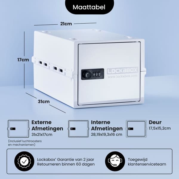 Lockabox One™ Suljettava lääkekaappi – Säilytyslaatikko numerolukolla – Valkoinen