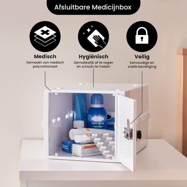 Lockabox One™ Suljettava lääkekaappi – Säilytyslaatikko numerolukolla – Valkoinen