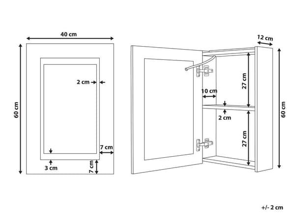Badrumsskåp med LED-belysning Svart Glas MDF 40 x 60 cm Modern design Toalett Badrum