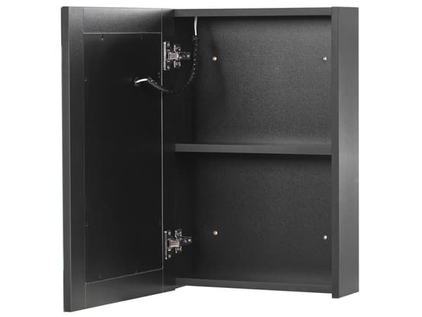 Badrumsskåp med LED-belysning Svart Glas MDF 40 x 60 cm Modern design Toalett Badrum
