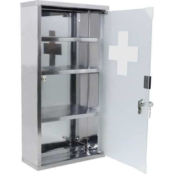 Medicinskåp - YUENFONG - Rostfritt stål - 4 fack - Låsbart