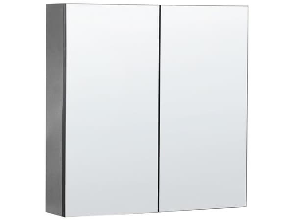 Badrumsskåp Svart Plywood 60 x 60 cm Väggskåp 2 Luckor Hyllor Förvaring Badrum Toalett