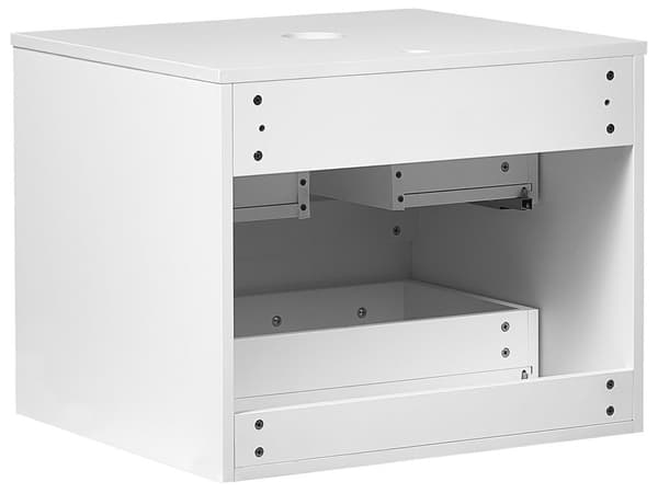 Badrumsskåp Vägghängt Vit MDF 60 x 52 cm Räfflad Framsida med 2 lådor Förborrade Hål Elegant Design Badrum