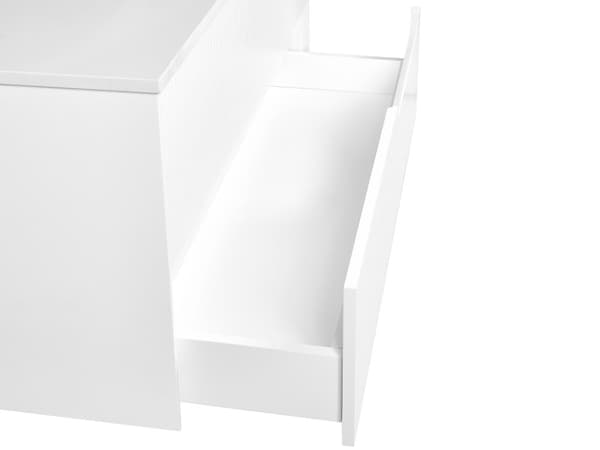 Badrumsskåp Vägghängt Vit MDF 80 x 52 cm Räfflad Framsida med 2 lådor Förborrade Hål Elegant Design Badrum