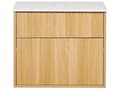 Miniatyrbild 4 av 10: Väggmonterat Badrumsskåp Ljust Trä MDF-Stomme 60 x 52 cm Räfflad Front med 2 Lådor Modern Design Badrum