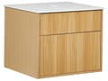 Miniatyrbild 1 av 10: Väggmonterat Badrumsskåp Ljust Trä MDF-Stomme 60 x 52 cm Räfflad Front med 2 Lådor Modern Design Badrum