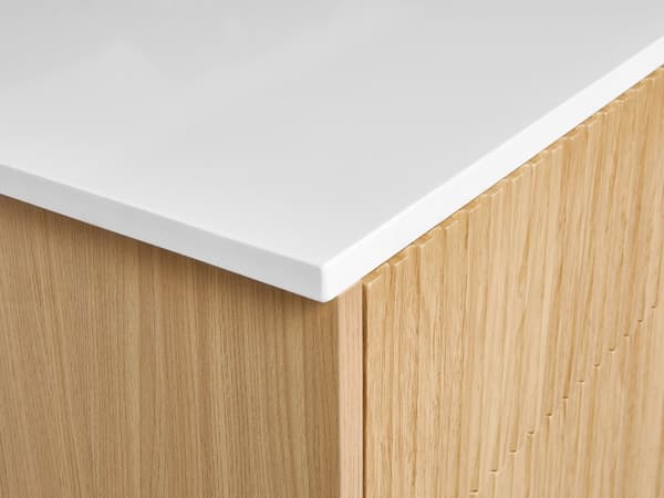 Väggmonterat Badrumsskåp Ljust Trä MDF-Stomme 100 x 52 cm Räfflad Front med 2 Lådor Modern Design Badrum