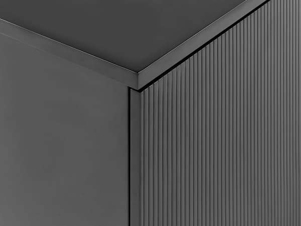 Badrumsskåp Väggmonterat Svart MDF-stomme 100 x 52 cm Räfflad Front med 1 Låda Förskuret Hål