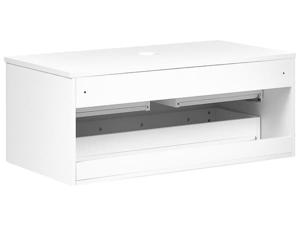 Badrumsskåp Väggmonterat Vit MDF-stomme 100 x 52 cm Räfflad Front med 1 Låda Förskuret Hål