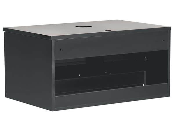 Badrumsskåp Väggmonterat Svart MDF-stomme 80 x 52 cm Räfflad Front med 1 Låda Förskuret Hål