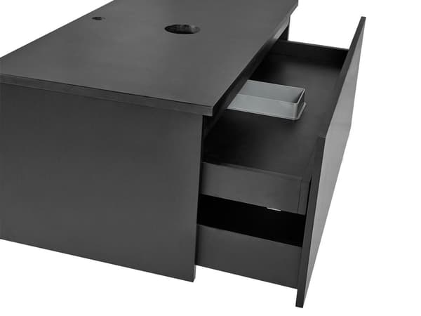 Badrumsskåp Väggmonterat Svart MDF-stomme 80 x 52 cm Räfflad Front med 1 Låda Förskuret Hål