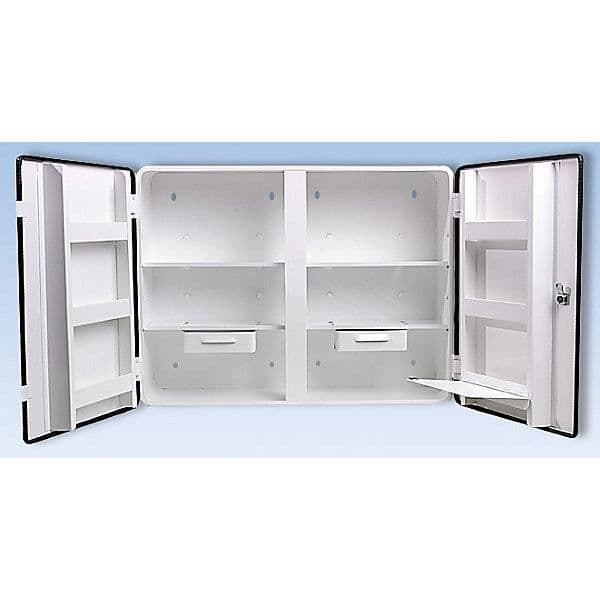 Medicinskåp enligt DIN 13169 - med 2 luckor, vit, H x B x D 462 x 604 x 170 mm utan innehåll - medicinskåp