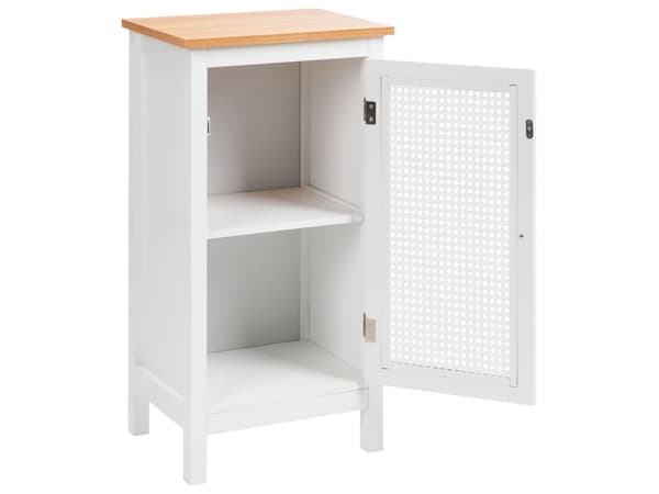 Badrumsskåp Vit MDF 30 x 75 cm Högt med Hyllor och Perforerade Dörrar Förvaring Badrum