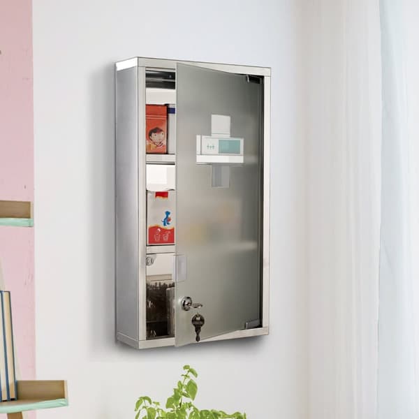 Medicinskab, 25x12x48 cm, Sølv