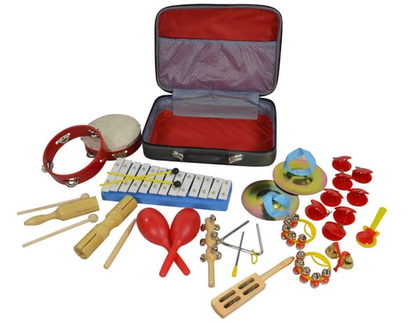 Multi Percussion-sæt med 17 dele og kasse