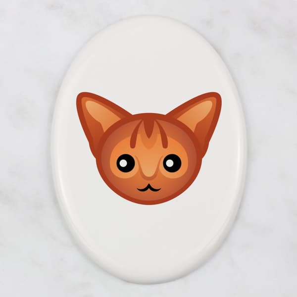 Abyssinian - keramisk gravstensplatta med grafik och en inskription av varumärket Art-Dog