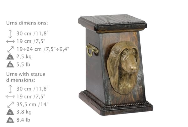 Afghan Hound - urne til hundeaske, elegant urne med statuette, souvenirurne med hundebuste af Art-Dog