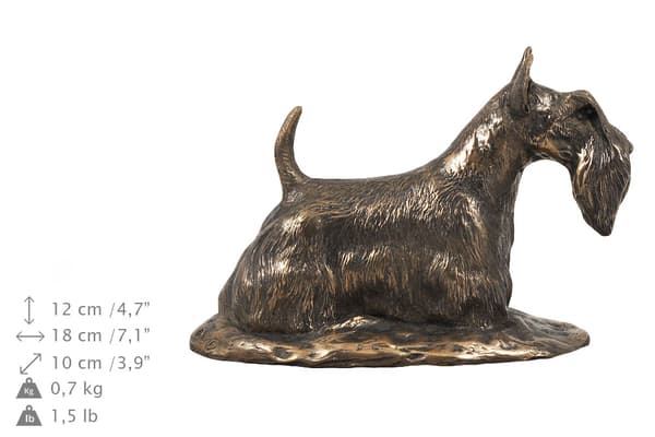 Skotsk terrier, Aberdeen Terrier - urna för hundaska, klassisk urna med statyett, elegant urna med hund av Art-Dog