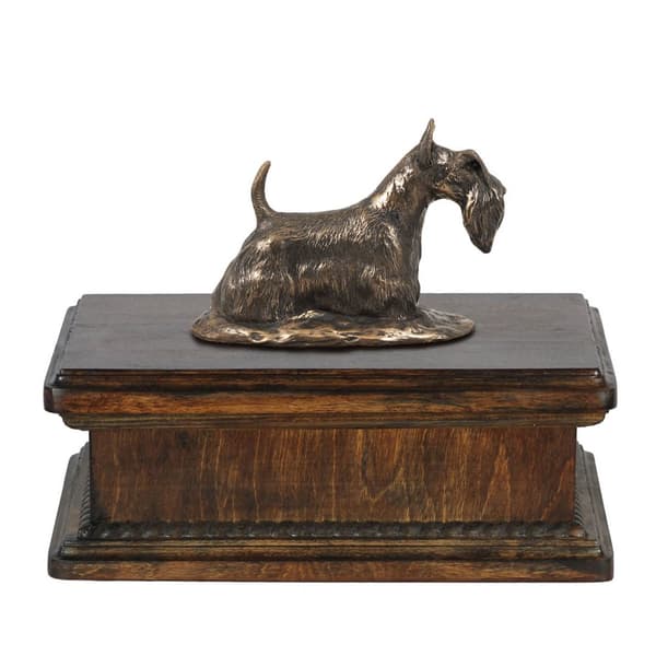 Skotsk terrier, Aberdeen Terrier - urna för hundaska, klassisk urna med statyett, elegant urna med hund av Art-Dog