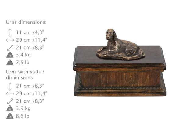 Engelsk setter, Laverack - urna för hundaska, klassisk urna med statyett, elegant urna med hund av Art-Dog