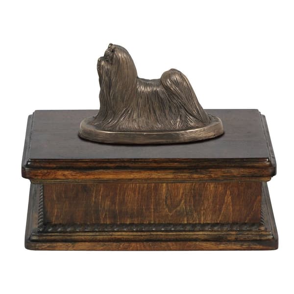 Shih Tzu, Shi tsu, Shi-Tzu, Szi-cu, Szitzu - urna för hundaska, klassisk urna med statyett, elegant urna med en hund av Art-Dog