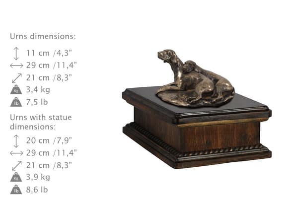 Weimaraner, Weimaraner - urna för hundaska, klassisk urna med statyett, elegant urna med hund av Art-Dog