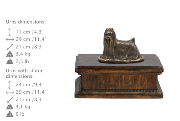 Yorkshire Terrier, York, York, Yorkie - urna för hundaska, klassisk urna med statyett, elegant urna med hund av Art-Dog